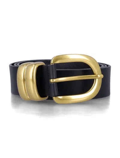 By Malene Birger Zoira Curved Buckle Leather Belt In Nero