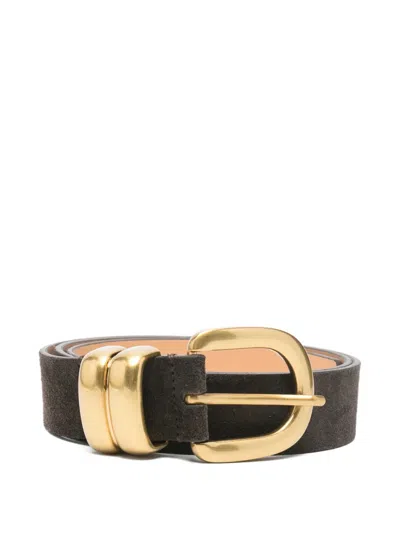 By Malene Birger Zoira Suede-buckle Belt In Brown