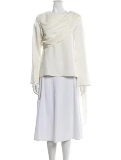 Pre-owned By Malina Acetate Asymmetrical Blouse In Neutrals