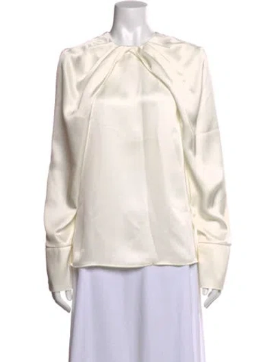 Pre-owned By Malina Crew Neck Long Sleeve Blouse In Neutral