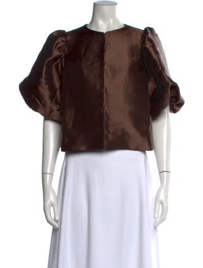 Pre-owned By Malina Crew Neck Short Sleeve Top In Brown