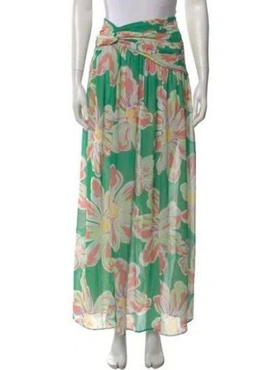 Pre-owned By Malina Floral Print Long Skirt W/ Tags In Green