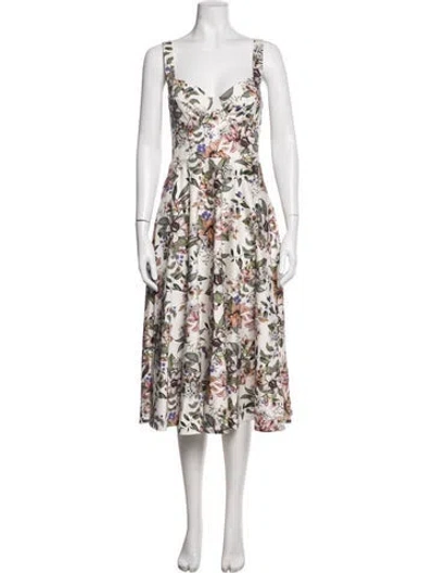 Pre-owned By Malina Floral Print Midi Length Dress In Multicolor