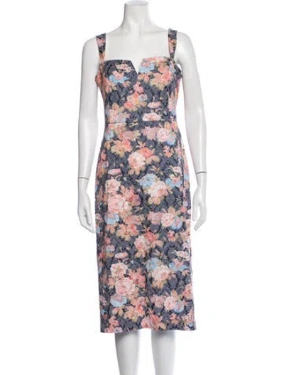 Pre-owned By Malina Floral Print Midi Length Dress In Multicolor