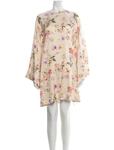 Pre-owned By Malina Floral Print Mini Dress W/ Tags In Neutral
