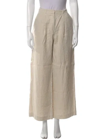 Pre-owned By Malina Linen Wide Leg Pants W/ Tags In Neutral