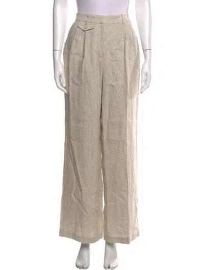 Pre-owned By Malina Linen Wide Leg Pants W/ Tags In Neutral