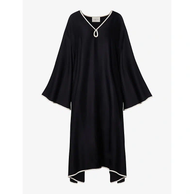 By Malina Womens Black Briony Cut-out Wide-sleeve Woven Midi Dress