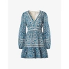 By Malina Womens Coastal Florals Ariella V-neck Floral-print Woven Mini Dress In Coastal Florals