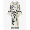 By Malina Womens Reef Manon Graphic-print Wide-sleeve Satin Maxi Dress In Reef