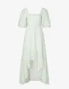 By Malina Womens Floral Mist Mint Amina Puff-sleeve Woven Maxi Dress In Multi-coloured
