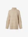 By Malina Womens Beige Adelyn Cable-knit Merino Wool-blend Jumper In Beige