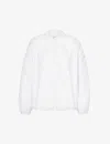 By Malina Womens White Margaux Ruffle-trim Cotton Shirt In White