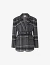 By Malina Womens Grey Check Sophie Checked Wool-blend Jacket In Grey