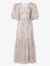 By Malina Womens Pastel Shells Freya Abstract-print Silk Maxi Dress In Pastel Shells