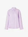 By Malina Womens Violet Candace Pearlescent-button Relaxed-fit Linen-blend Shirt In Purple