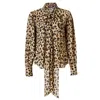 By Moumi Women's Black / Brown / Neutrals Bow Shirt Leopardo In Black/brown