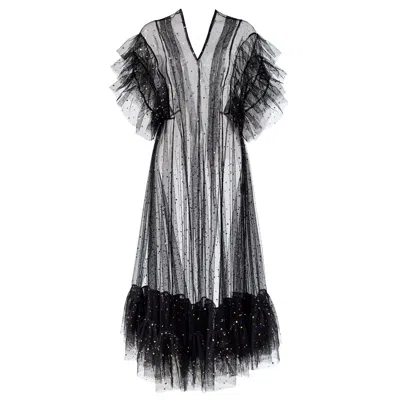 By Moumi Women's Black / Gold Tulle Dress Black Star In Black/gold