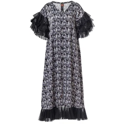 By Moumi Women's Black / White Angelica Dress Doors Pearlised Satin In Multi