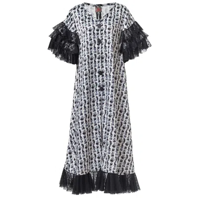 By Moumi Women's Black / White Angelica Dress Half Moon Pearlised Satin In Multi