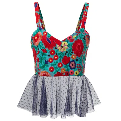 By Moumi Women's Blue Veiled Cami Dot Navy