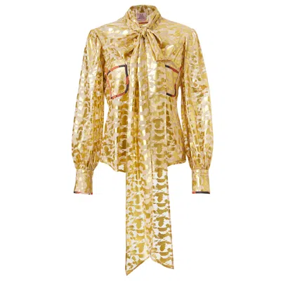By Moumi Women's Gold / Neutrals Bow Shirt Gold Organdie