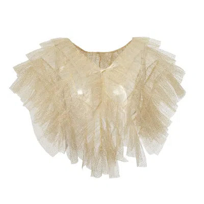 By Moumi Women's Gold / White Tulle Bolero Glitter Ecru In Gold/white