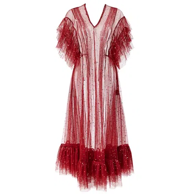 By Moumi Women's Red / Gold Tulle Dress Christmas Red In Red/gold