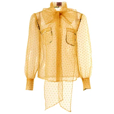 By Moumi Women's Yellow / Orange Bow Shirt Mustard Organdie In Yellow/orange