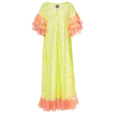 By Moumi Women's Yellow / Orange / Pink Angelica Lace Dress Yellow In Yellow/orange/pink