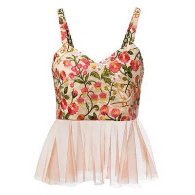 By Moumi Women's Yellow / Orange / Red Veiled Cami Peach In Yellow/orange/red