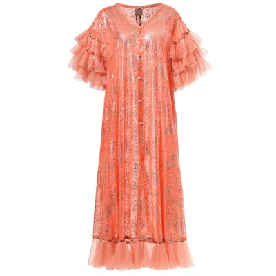 By Moumi Women's Yellow / Orange / Silver Angelica Dress Silver Neon Orange In Yellow/orange/silver