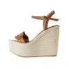 By Nataly Mendez Women's Amy High Wedge Espadrilles In Camel In Blue