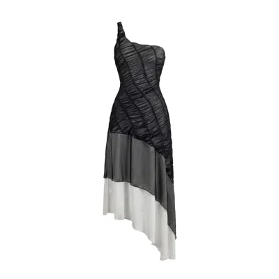 By Noa Rawitz Women's Black / White The Harmonia Shirred Stretch Dress- Black And White In Multi