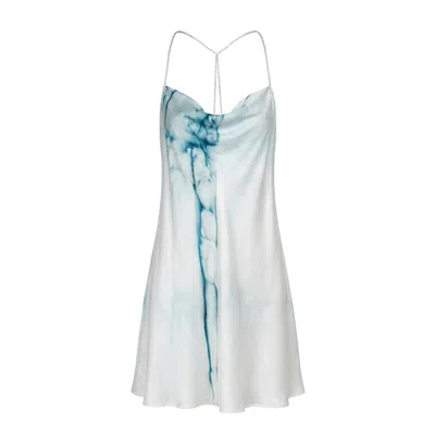 By Noa Rawitz Women's Blue / White The Naiad Slip Silk Cowl Mini Dress- Light Blue And White