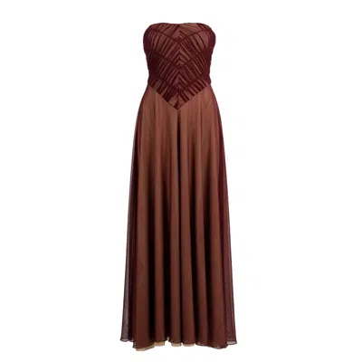 By Noa Rawitz Women's Red / Brown / Neutrals The Muse Stretch Strapless Maxi Dress- Wine Burgundy In Multi