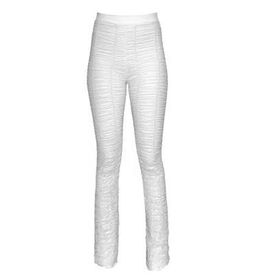 By Noa Rawitz Women's Shirred Mesh Tight Long Pants- White