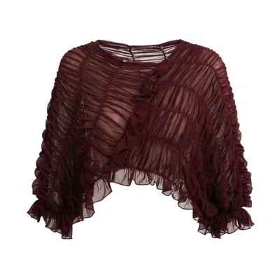 By Noa Rawitz Women's The Shirred Draped Aura Top- Wine/ Burgundy In Brown