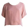 By Noa Rawitz Women's White / Pink / Purple Cupro Boat Neckline Dolman Short Sleeves Top- Peach/ Light Pink And Wh In White/pink/purple