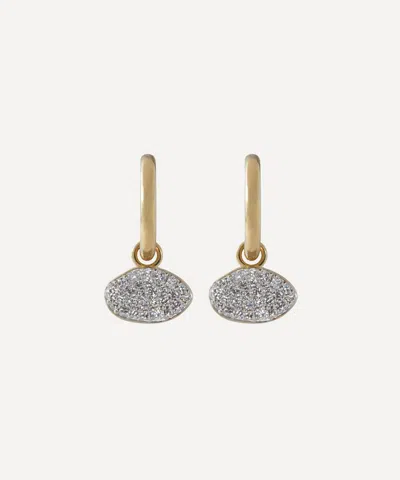 By Pariah 14ct Gold Diamond Cluster Drop Hoop Earrings