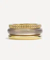 By Pariah 14ct Gold Grey Agate Classic Ring Stack