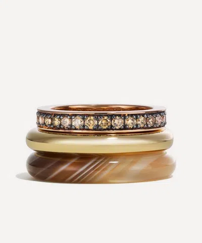 By Pariah 14ct Gold Kalahari Ring Stack In White