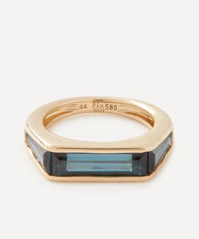 By Pariah 14ct Gold Kiama London Blue Topaz Pinky Ring