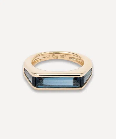 By Pariah 14ct Gold Kiama London Blue Topaz Pinky Ring