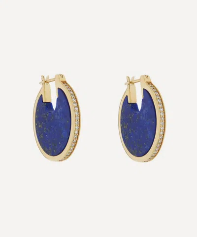By Pariah 14ct Gold Lenticular Lapis Lazuli And Diamond Earrings