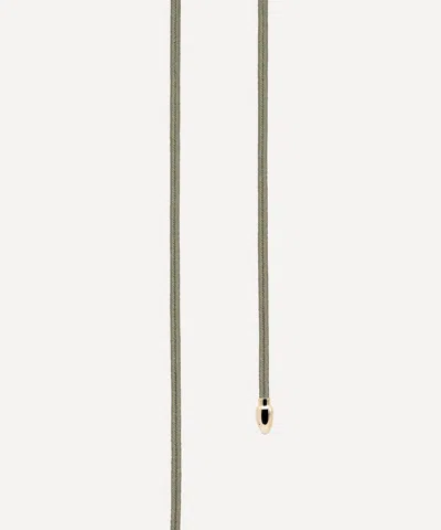 By Pariah 14ct Gold Olive Green Japanese Silk Necklace