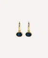 By Pariah 14ct Gold Orbit Navy Sapphire Drop Hoop Earrings In Blue