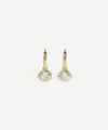 By Pariah 14ct Gold Orbit White Topaz Drop Hoop Earrings In Gold