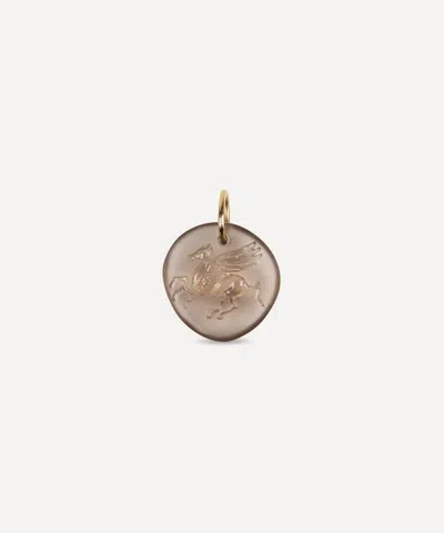 By Pariah 14ct Gold Pegasus Smokey Quartz Pendant