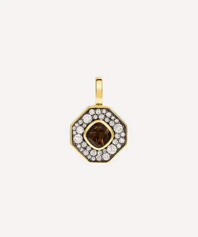 By Pariah 14ct Gold Reverie Smokey Quartz And Diamond Pendant In Brown